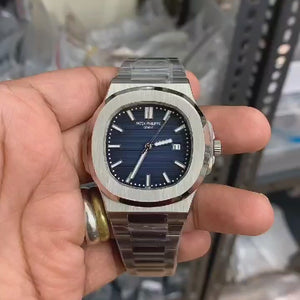 Automatic Patek Philippe Blue Silver Metal Men's Watch